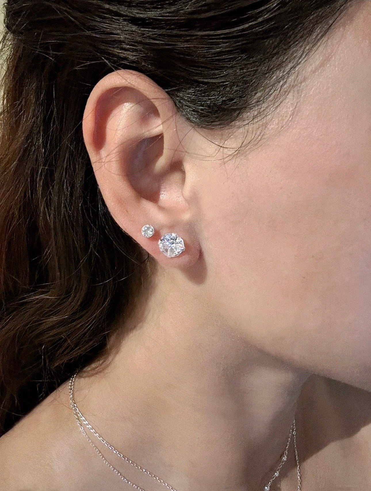 Clou d'oreille en zircone, glace rose, guirlande lumineuse, argent 925