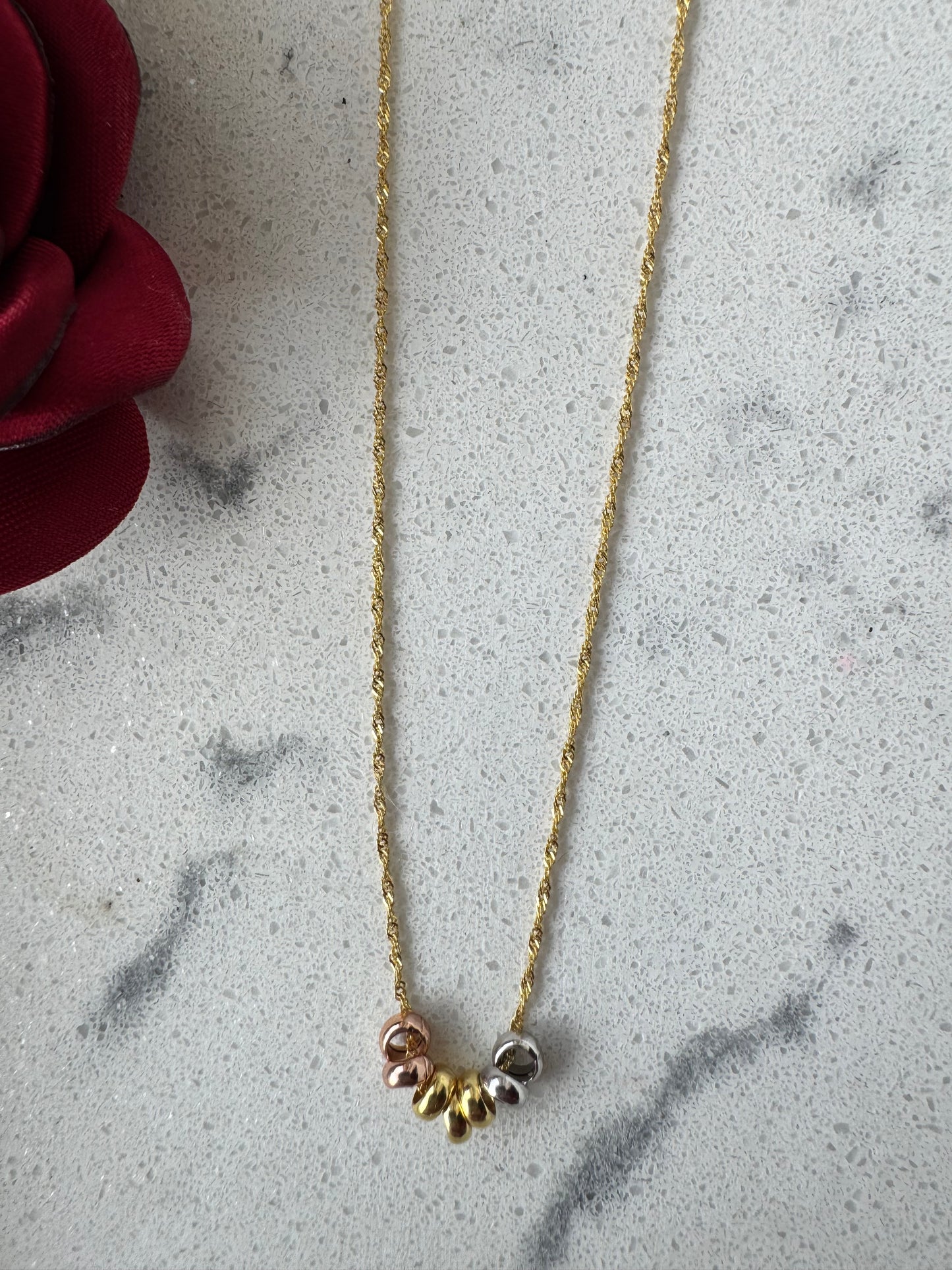 10K Gold Tricolor Weekly Necklace