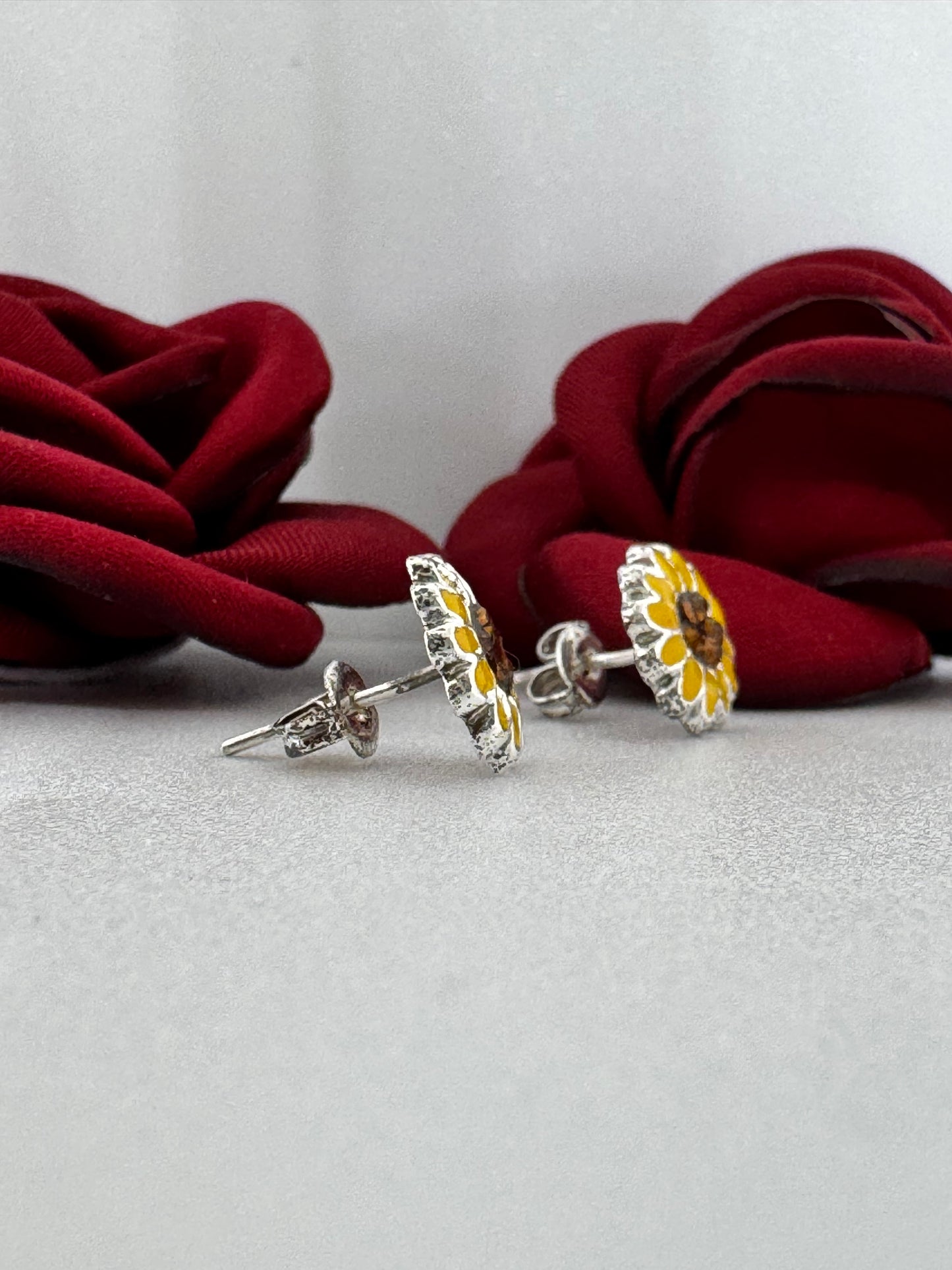 Sunflower Set with Zirconia in .925 Silver