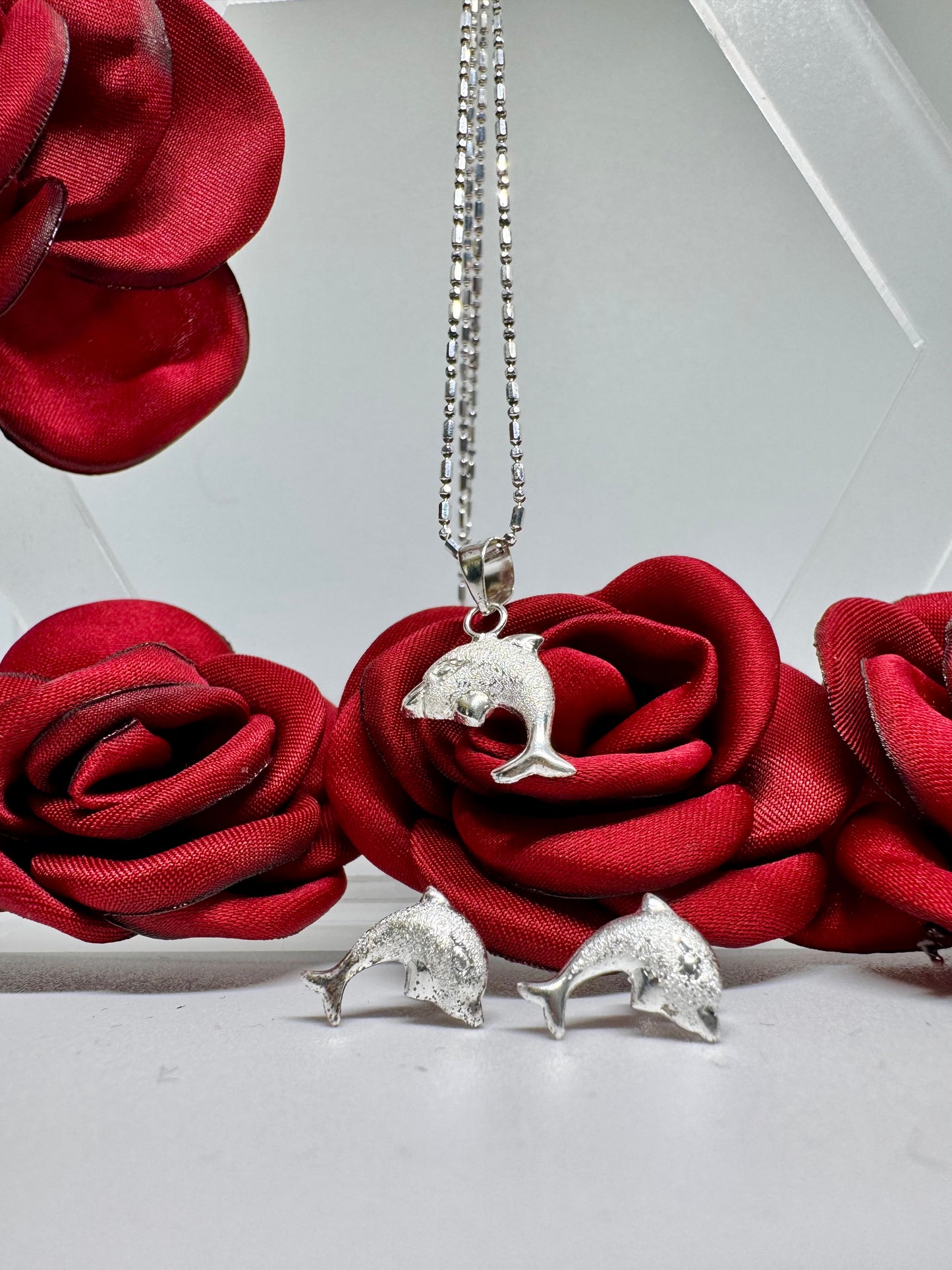 Ensemble Dauphin sablé en argent 925