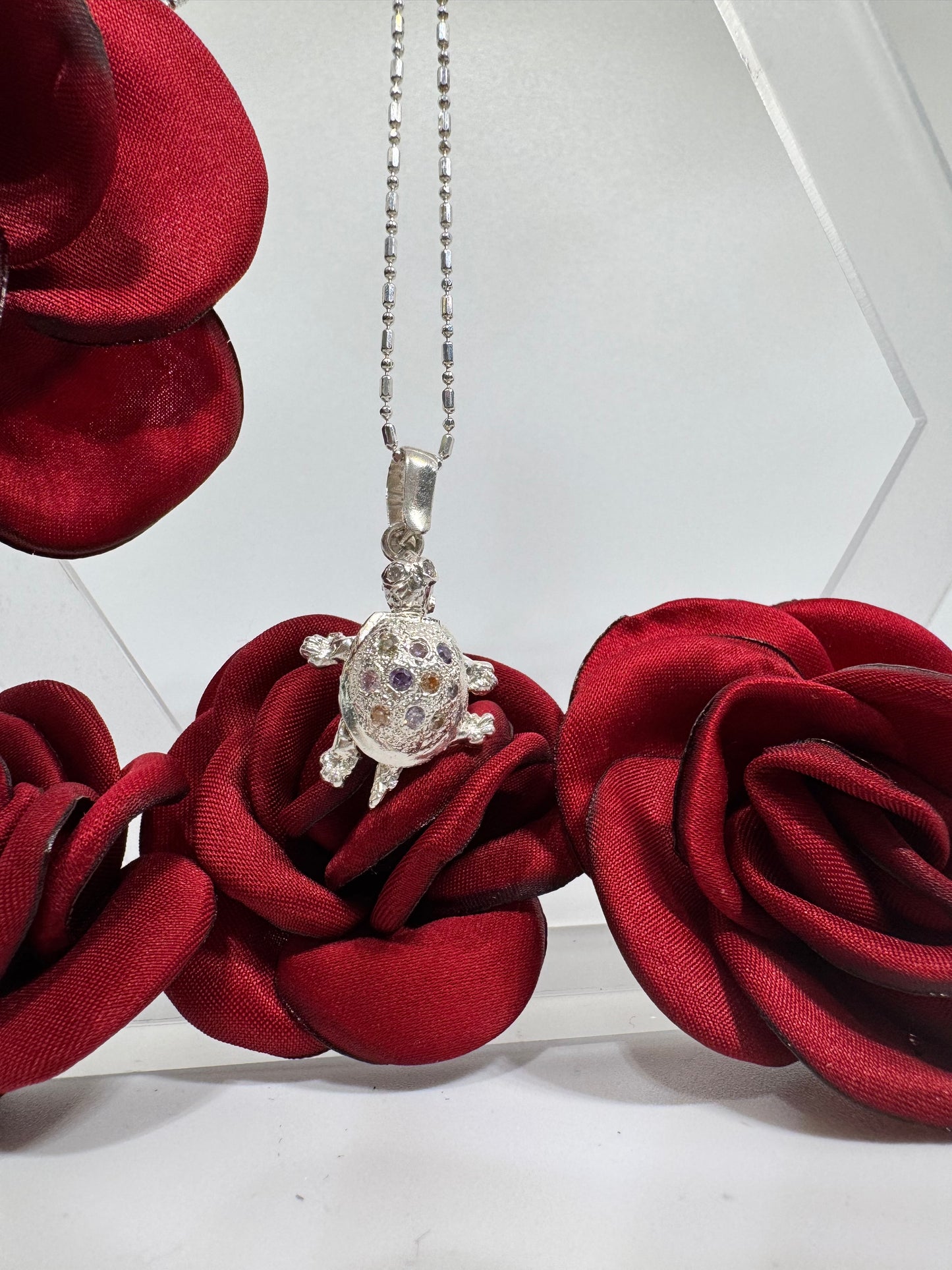 Pendentif tortue avec zircone et argent 925