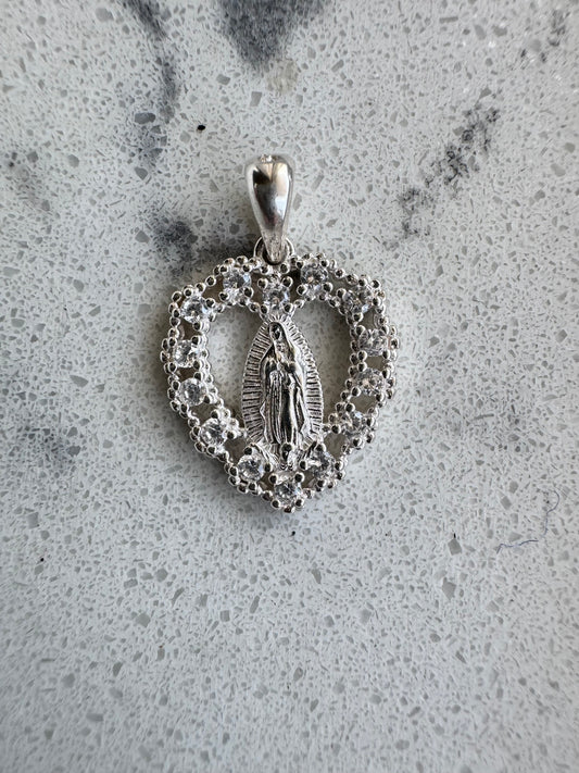 Pendentif Vierge avec zircone en argent 925