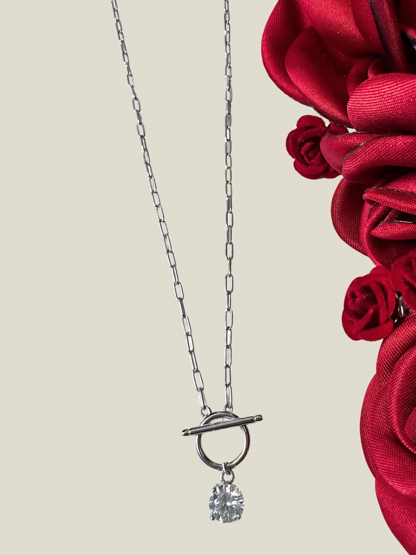 Paper Clip Chain with T Clasp. .925 Silver