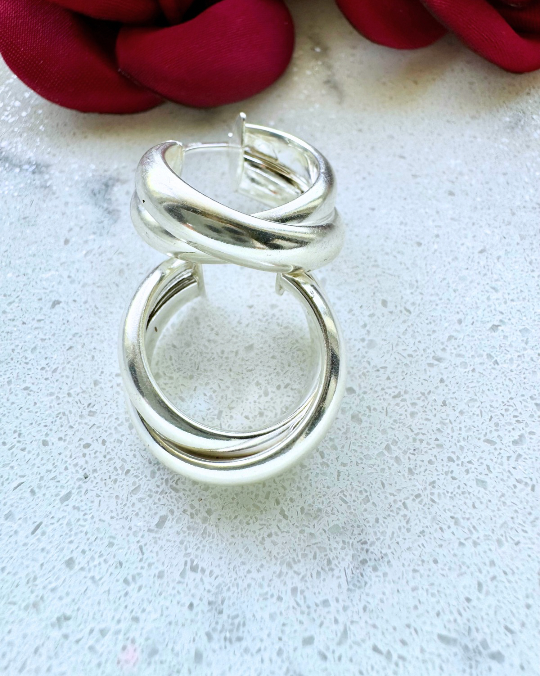 Boucles d'oreilles créoles doubles lourdes en argent 925