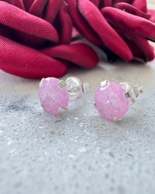 Clou d'oreille en zircone, glace rose, guirlande lumineuse, argent 925
