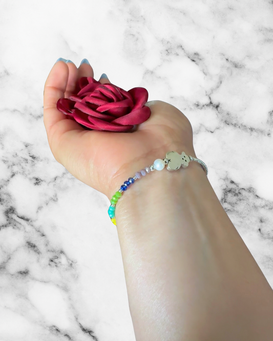 Bracelet en argent et perles de cristal avec breloque Tous, argent 925