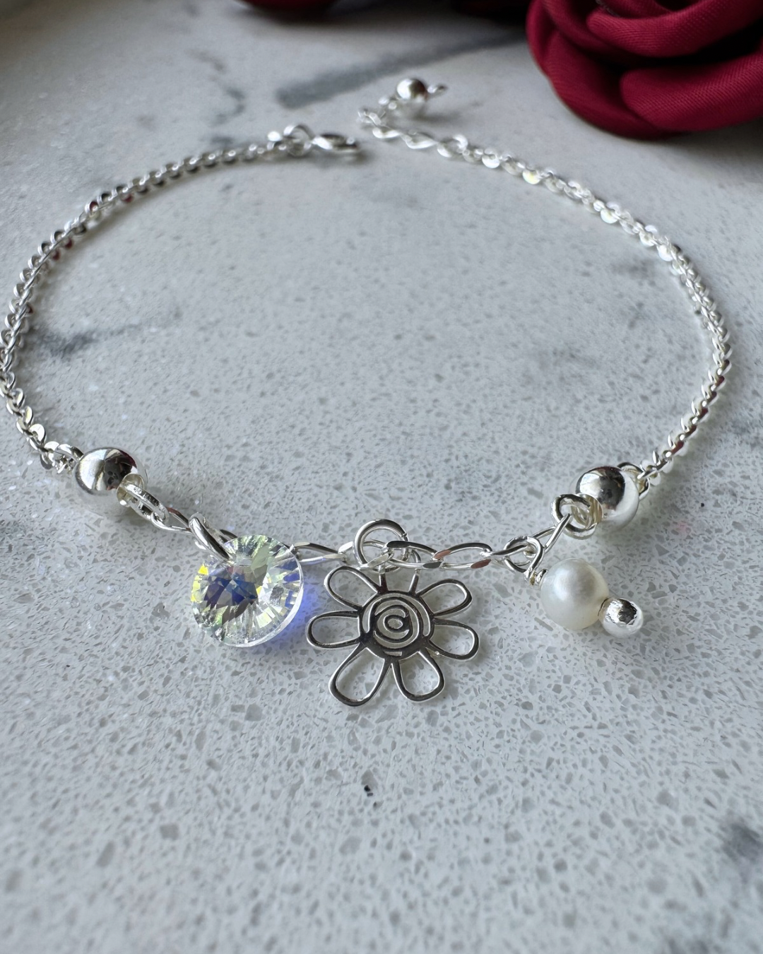 Link bracelet with crystal Silver .925