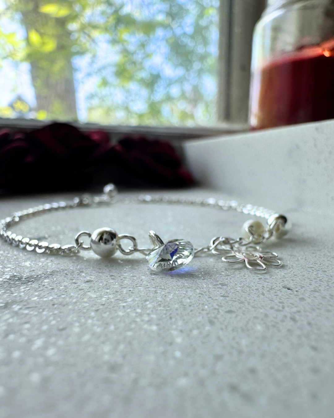 Link bracelet with crystal Silver .925