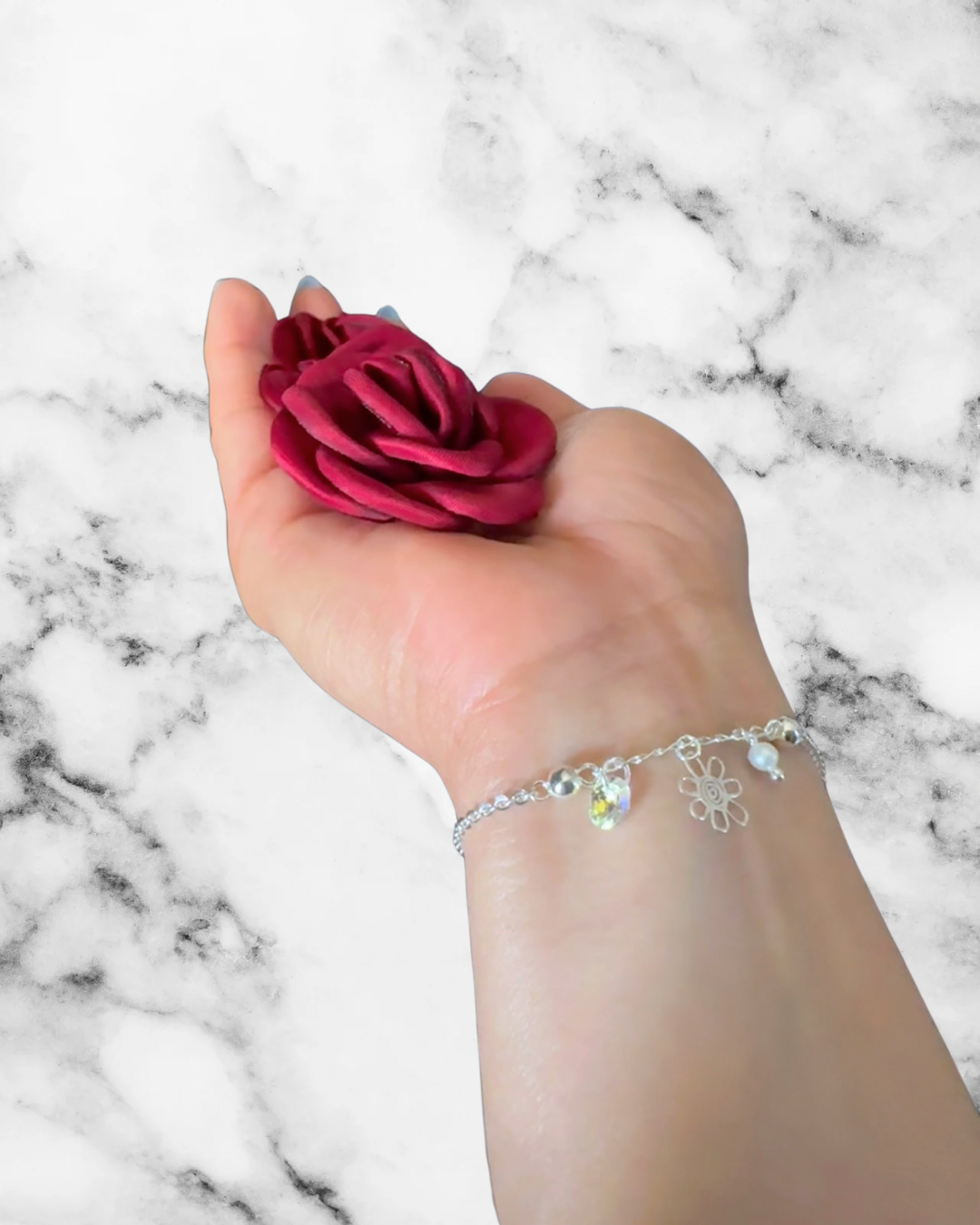Link bracelet with crystal Silver .925