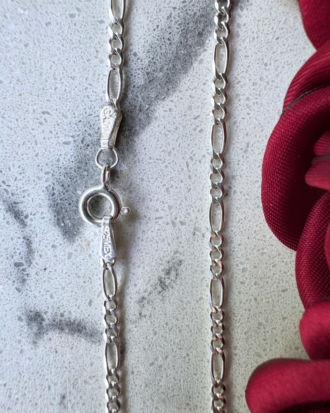 Paper Clip Chain with T Clasp. .925 Silver