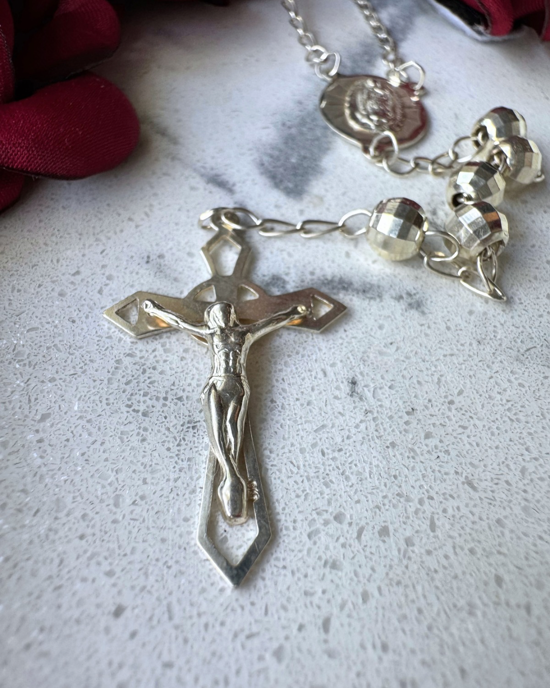 925 silver rosary, 70 cm