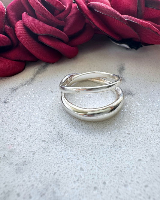 Double ring, thick and thin, 925 silver