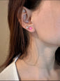 Clou d'oreille en zircone, fuchsia glacé, guirlande lumineuse, argent 925 