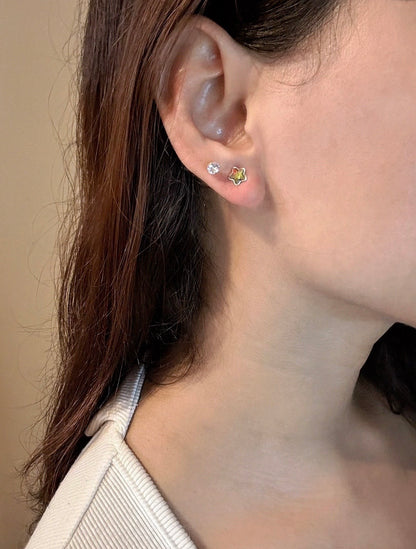 Boucle d'oreille étoile magique Swarovski, argent 925 