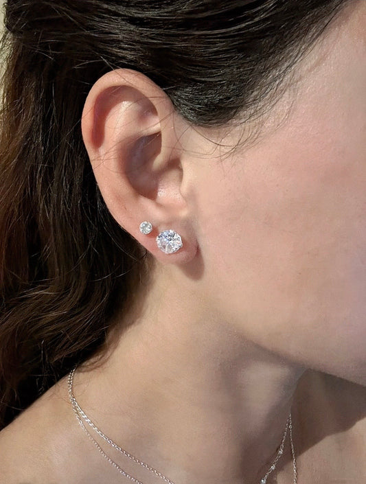 Clou d'oreille en zircone, glace rose, guirlande lumineuse, argent 925 