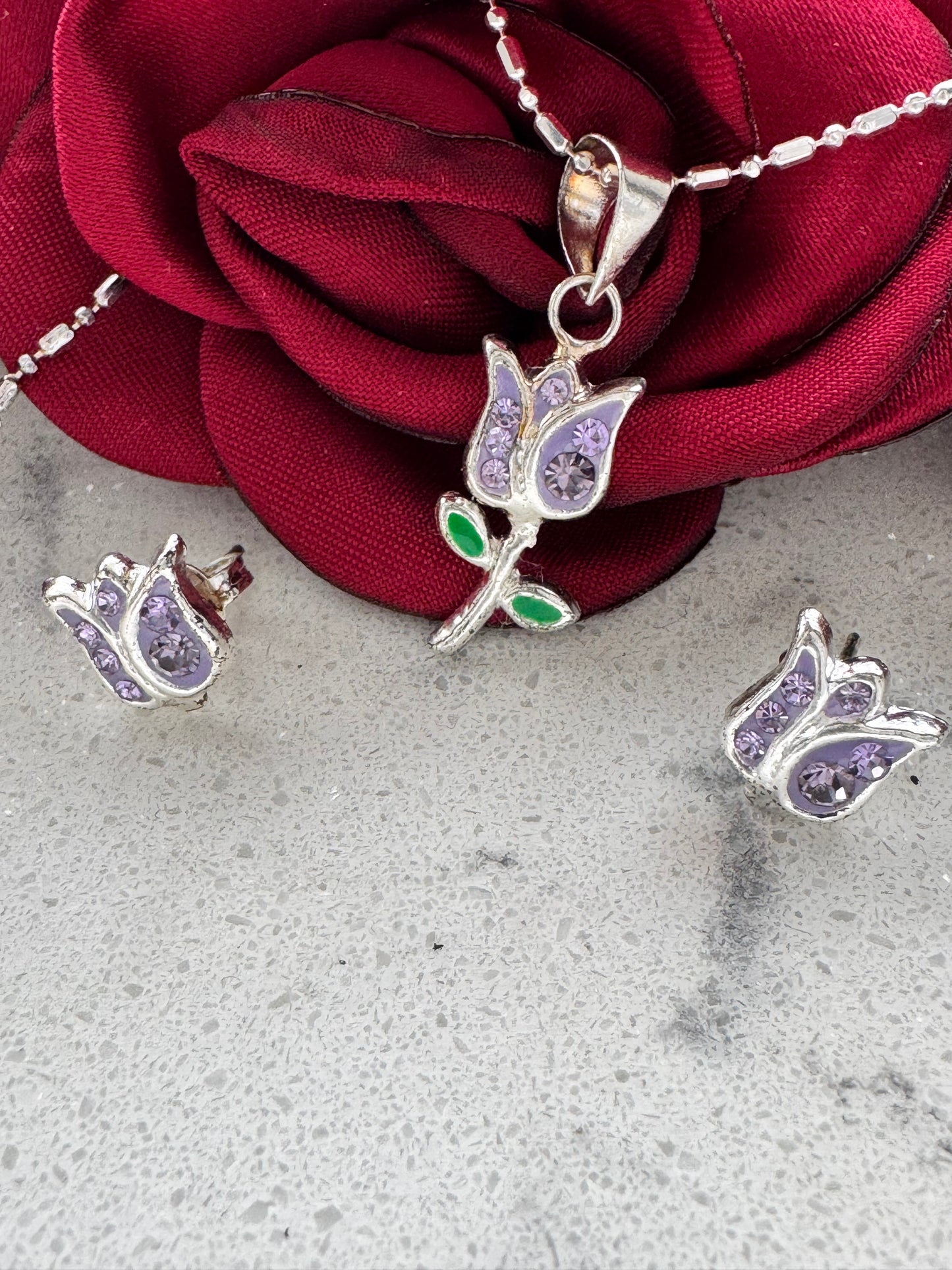 Tulip Set with Zirconia Silver.925
