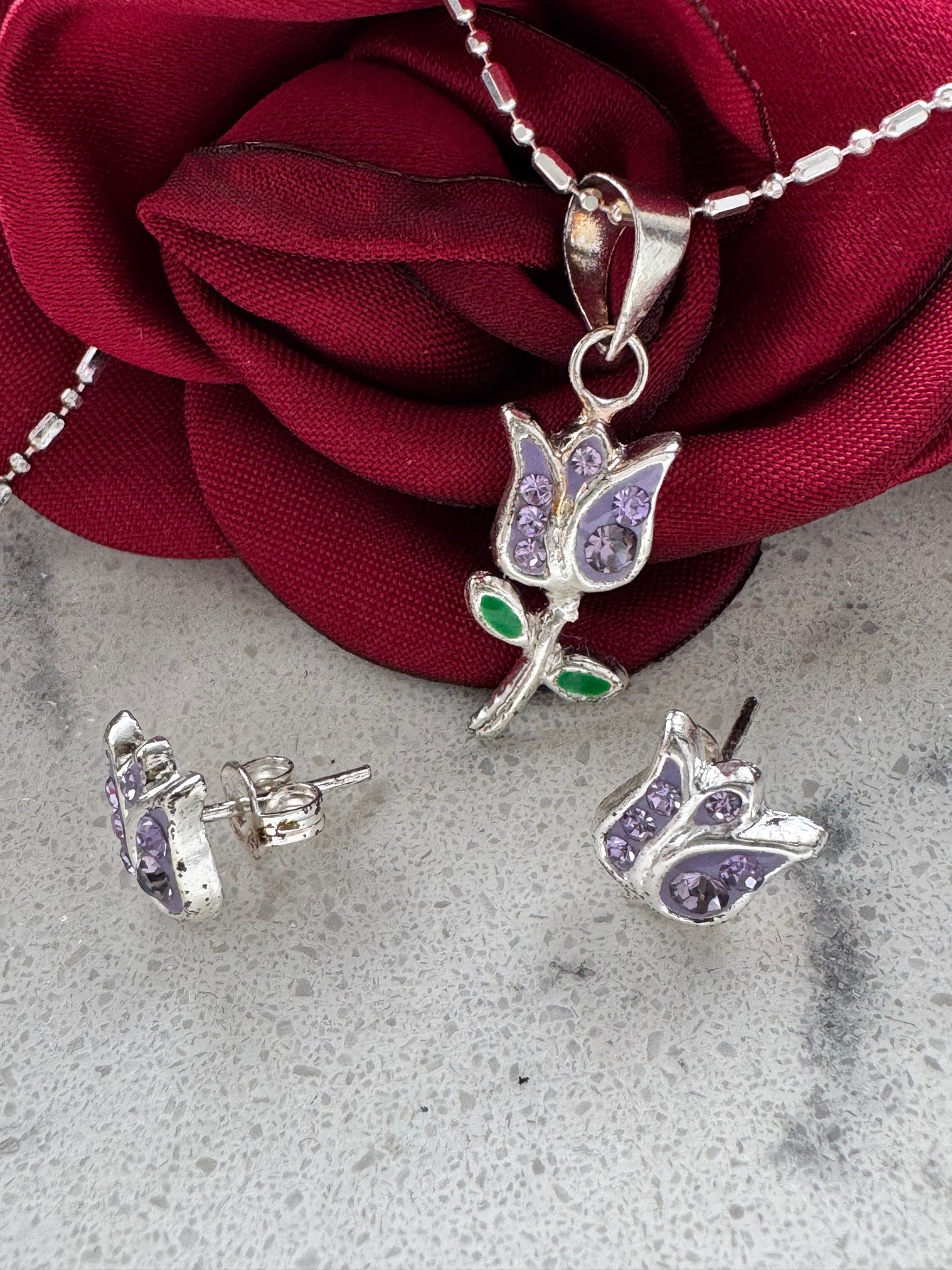 Tulip Set with Zirconia Silver.925