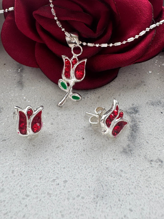 Tulip Set with Zirconia Silver.925
