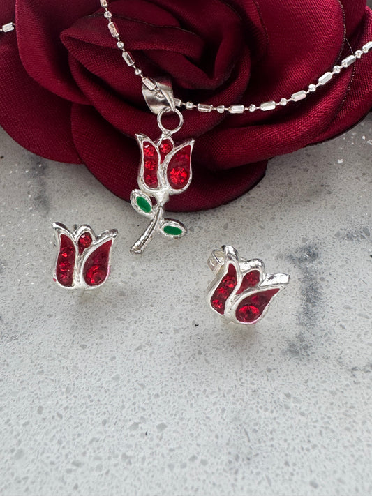 Tulip Set with Zirconia Silver.925