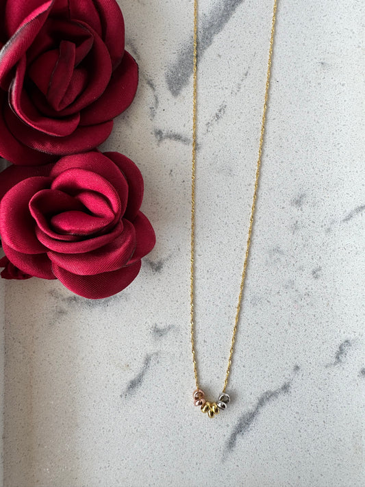 10K Gold Tricolor Weekly Necklace