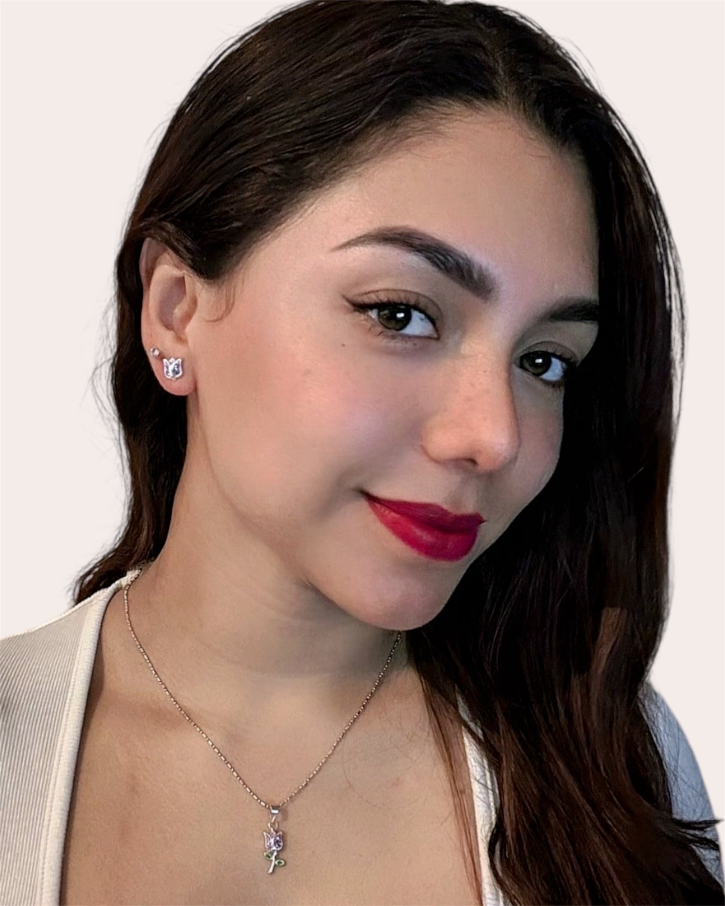 Tulipe sertie de zircones en argent 925