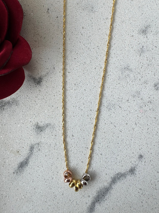 10K Gold Tricolor Weekly Necklace
