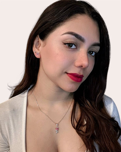 Tulipe sertie de zircones en argent 925