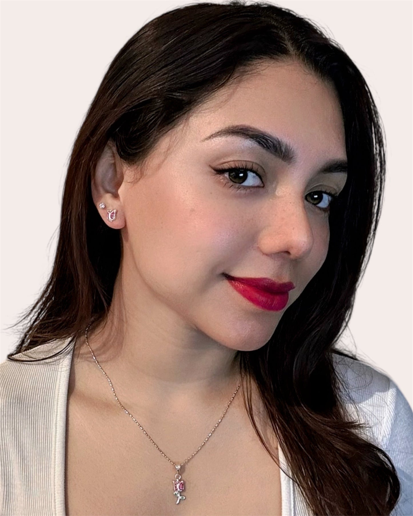 Tulipe sertie de zircones en argent 925