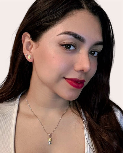 Tulipe sertie de zircones en argent 925