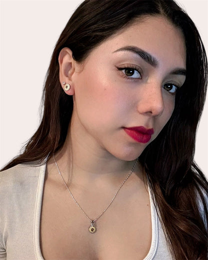 Tournesol serti de zircones en argent 925