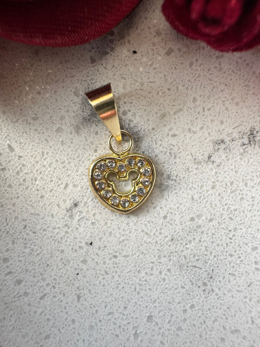 Dije Corazón con Circonias Silueta Micky ORO 10K