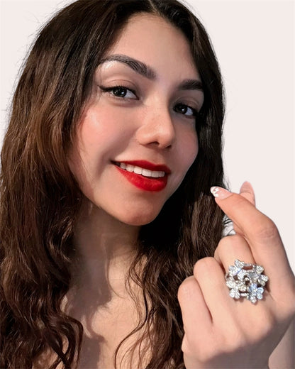 Bague enchantée avec 4 fleurs en argent 925