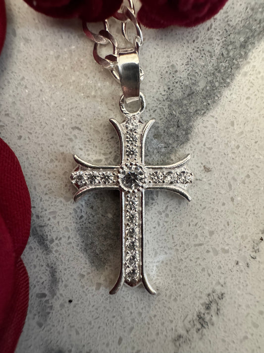 Dije Cruz Con Circonias Plata.925