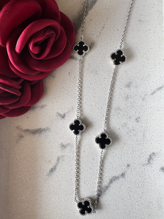 VAN CLEEF-inspired onyx necklace. 925 silver.