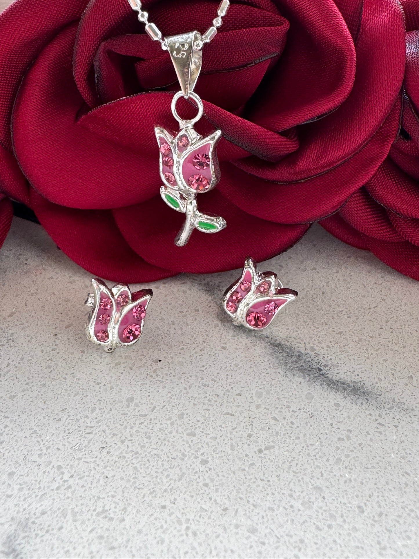 Tulip Set with Zirconia Silver.925