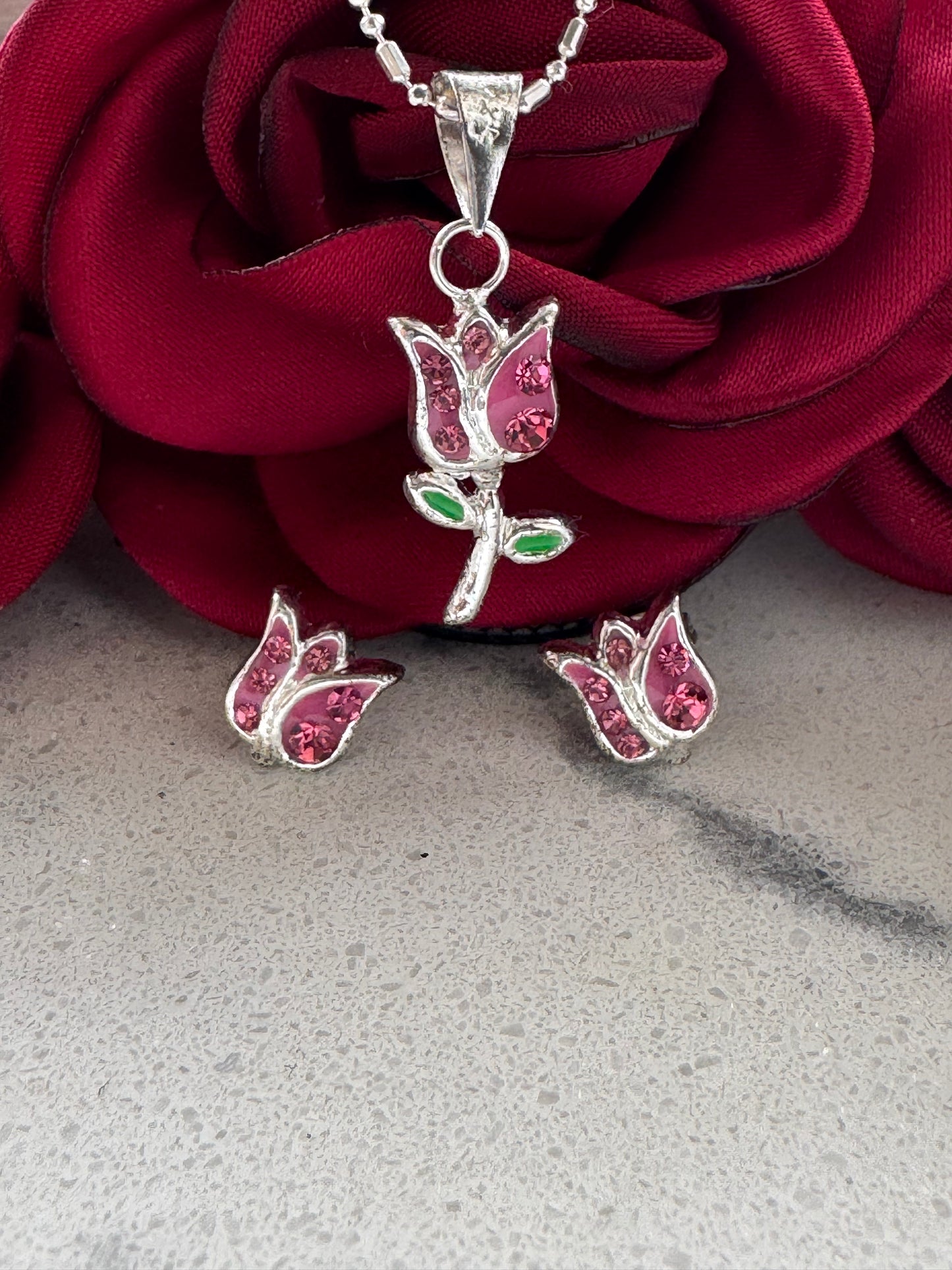 Tulip Set with Zirconia Silver.925