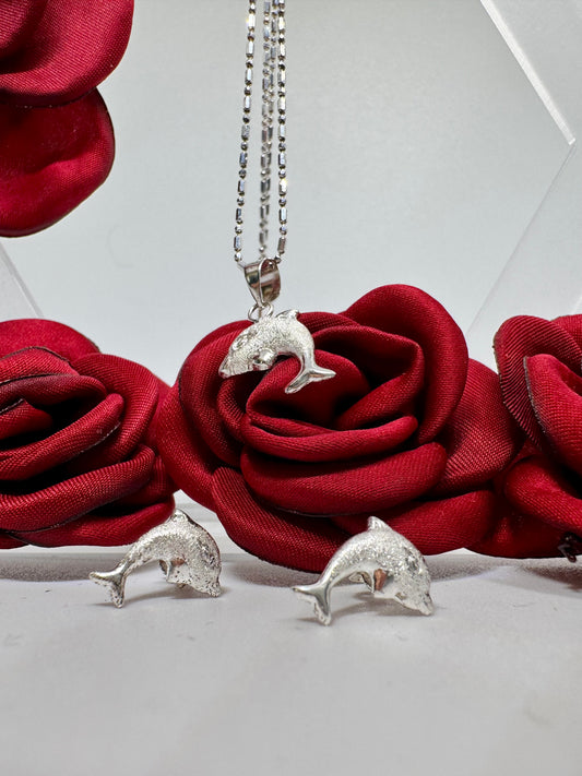 Sandblasted Dolphin Set Silver.925