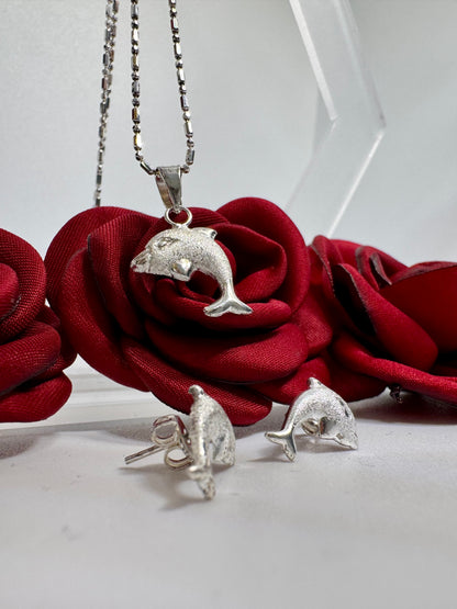 Sandblasted Dolphin Set Silver.925