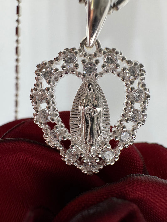 Dije Virgencita con Circonias Plata .925