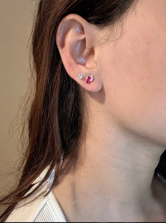 Boucles d'oreilles en zircone taille diamant, style princesse, argent 925 