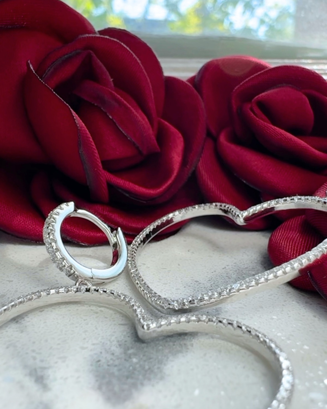 Heart earring with zirconias, .925 Silver 