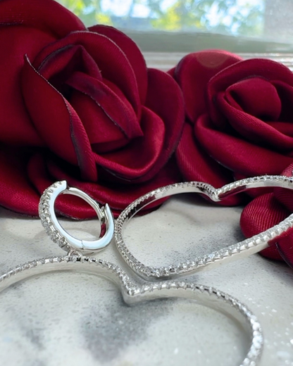 Heart earring with zirconias, .925 Silver 