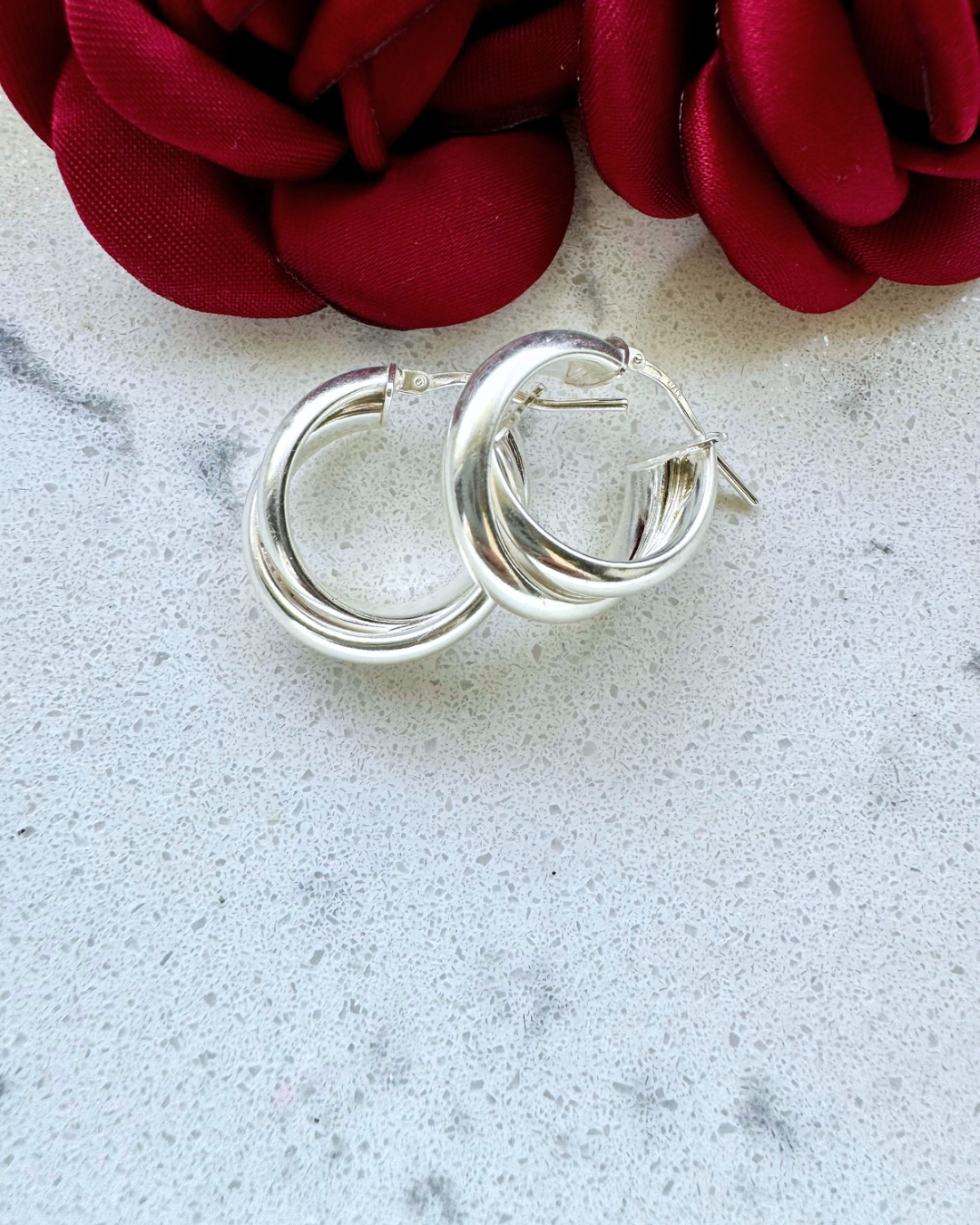 Arracada pesada doble Plata 925