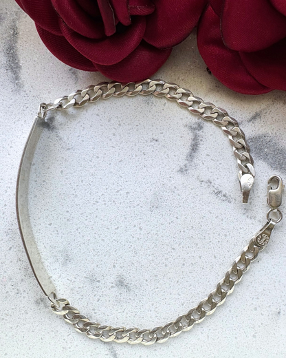Cuban Chain Bracelet, 22cm, .925 Silver