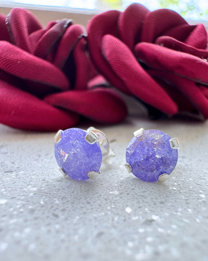 Broquel circonia, ice morado, Plata .925