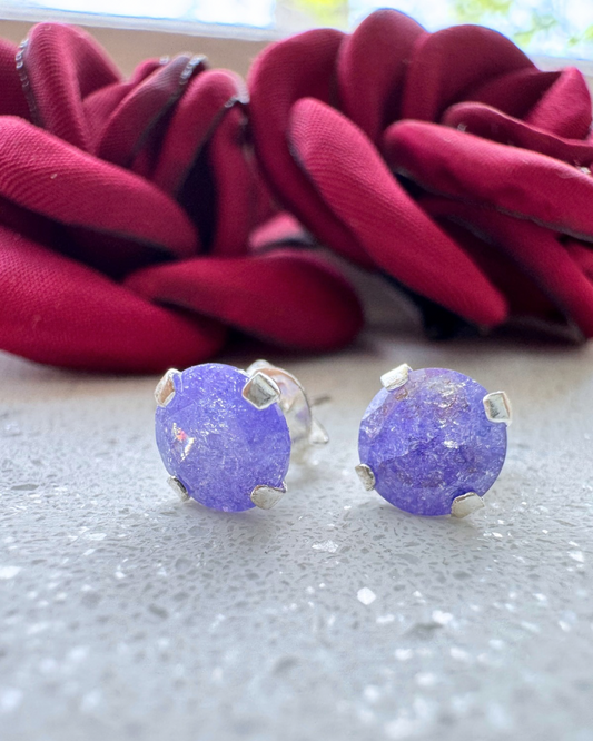 Broquel circonia, ice morado, Plata .925
