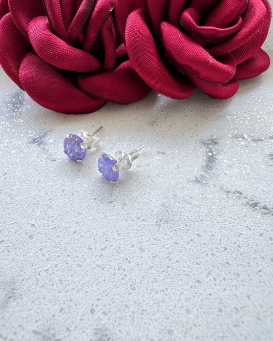 Broquel circonia, ice morado, Plata .925
