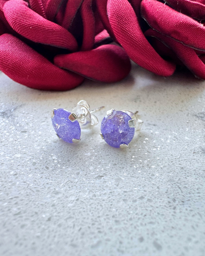 Broquel circonia, ice morado, Plata .925
