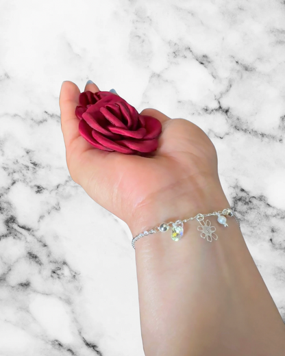 Link bracelet with crystal Silver .925