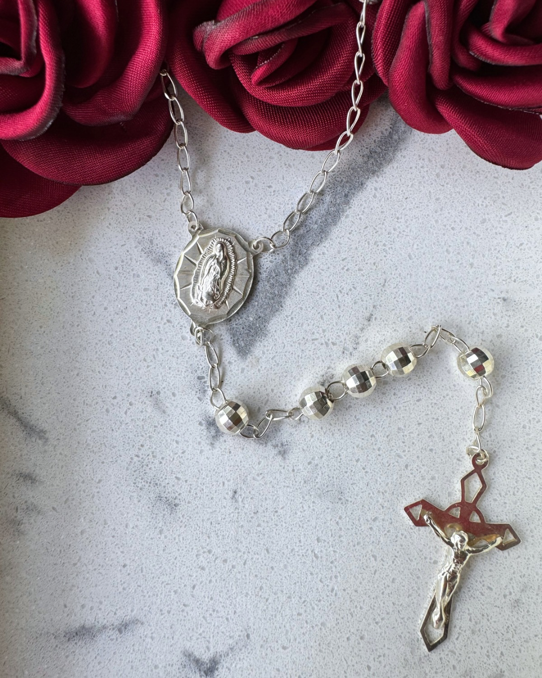 925 silver rosary, 70 cm
